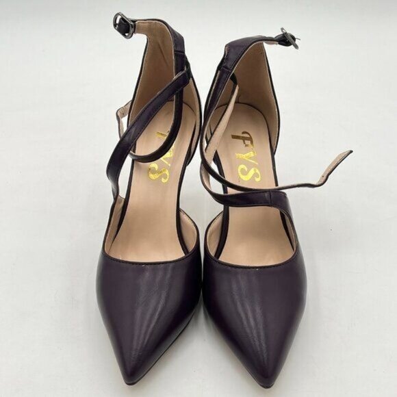 FYS Dark Purple Sexy Cross Strap Stiletto High Heel Ankle Strap Pumps Pointed To - Picture 2 of 8